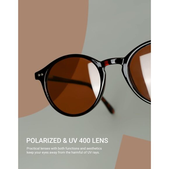 Vintage Small Round Sunglasses Polarized UV400 Tinted Sun Glasses for Women Men - Picture 4 of 8